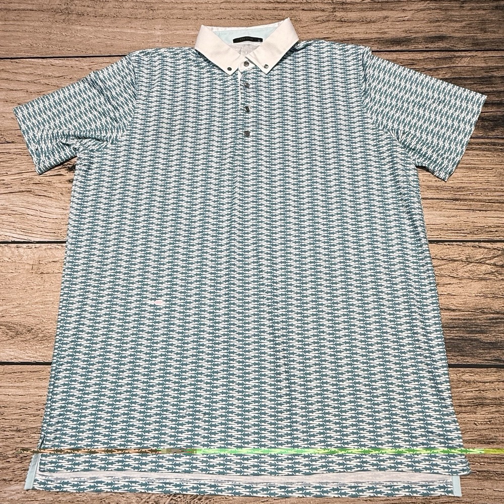 Greyson Polo Shirt Mens XL White Green Alligator All Over Print Golf Animal - Picture 2 of 7